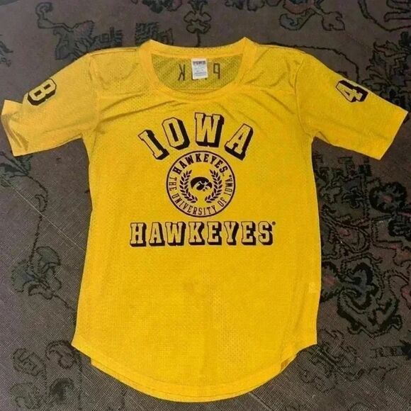 Pink Iowa Hawkeye jersey size extra small with velvet print - Picture 1 of 6